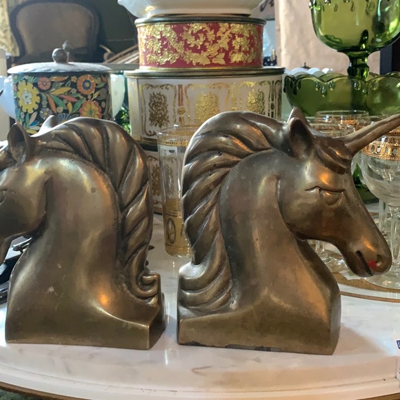 Brass vintage unicorn bookends